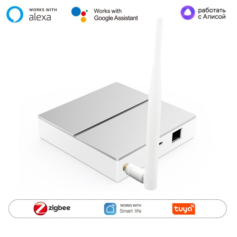 

Умный проводной шлюзовый концентратор Tuya Zigbee 3.0 с сигнальной антенной, интеллектуальный проводной мостовой концентратор работает с Яндекс Алиса Alexa Google Home