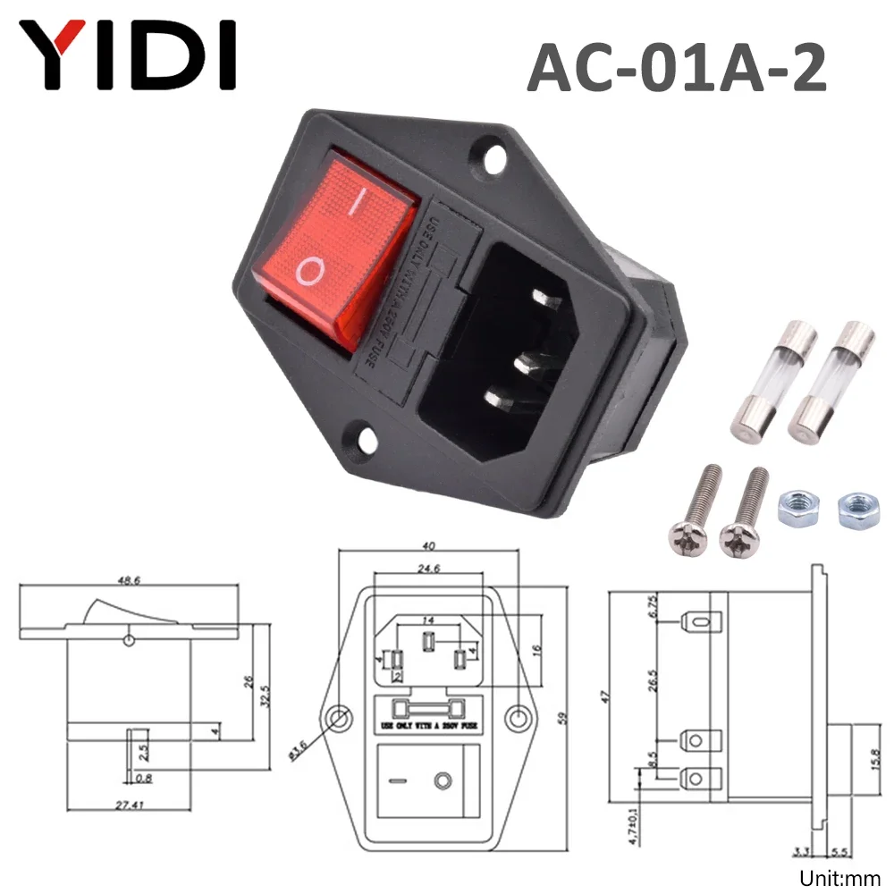 

Переходник YIDI IEC 320 C13 10А 250В красный