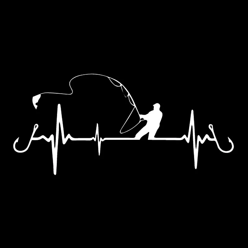 

3D Heartbeat Рыбалка Стайлинг автомобиля наклейка для автомобиля Забавная декоративная наклейка Забавная наклейка для мотоцикла, 16,7 см * 7,7 см