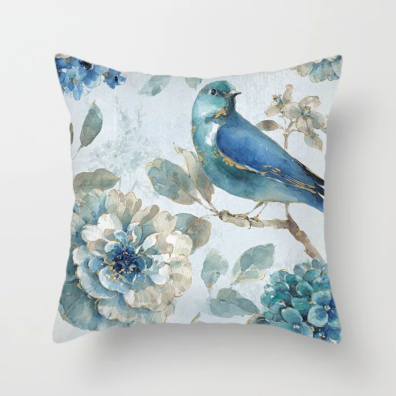 

Декоративная наволочка Blue Flower and Bird Print 45x45 см