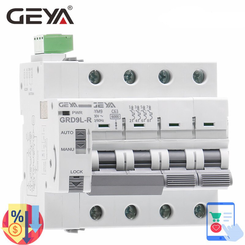 

Автоматический выключатель цепи GEYA GRD9L-R GYM9, 4-полюсный AC MCB 6KA Smart MCB, Одобрено CE