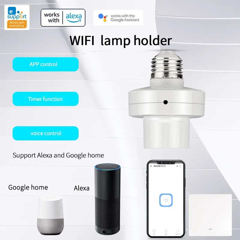 

Умная розетка Wi-Fi E27 белая для светодиодных ламп Ewelink