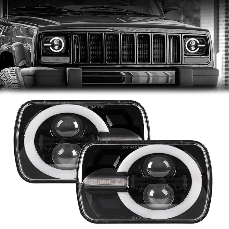 

Прямоугольная светодиодная фара 5x7 7x6 дюймов с подсветкой Hi/Low DRL для Jeep Wrangler YJ Cherokee XJ