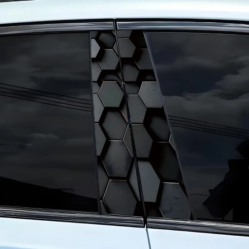 

2 шт. 3D сотовая автомобильная стойка B, водонепроницаемая наклейка, автомобильная дверная стойка «сделай сам», покрытая наклейкой с царапинами