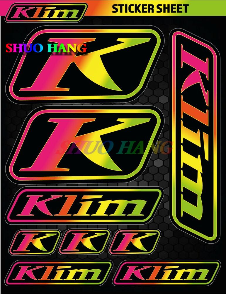 

KLIM STICKER SHEET SNOWMOBILE TRUCK DECALS POLARIS SKIDOO CANAM ARTIC CAT SUIT наклейка Гоночный шлем для ноутбука Багажник