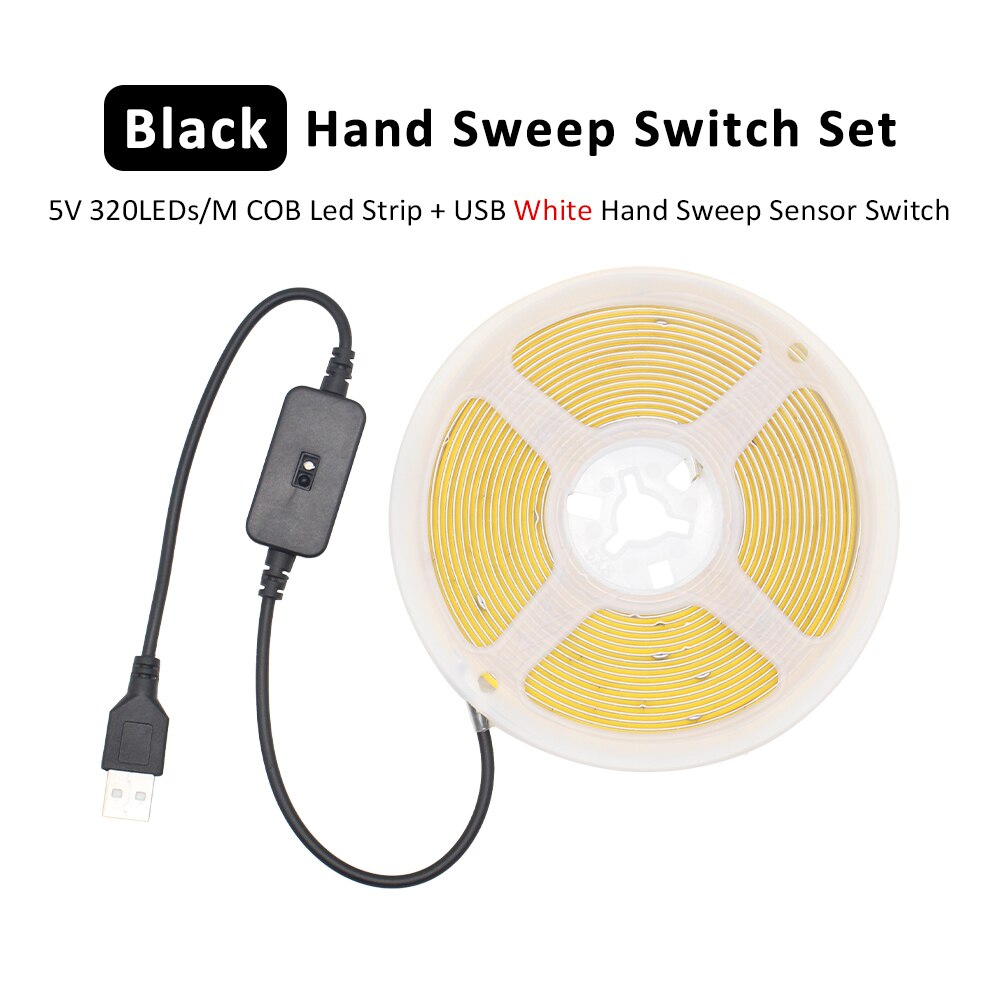 

WeeTisa светодиодная лента COB Strip Light 5V USB датчик движения теплый белый 1 метр