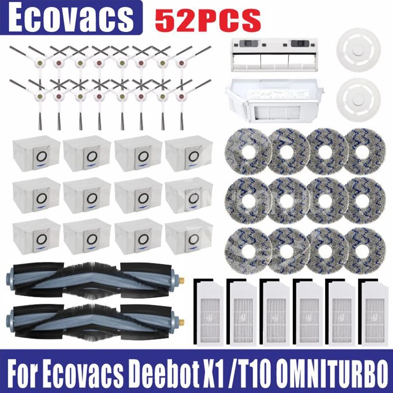 

Ecovacs Deebot X1 OMNI / T10 OMNI аксессуары Запчасти для робота-пылесоса Мешок для пыли Hepa-фильтр Основная боковая щетка Швабра Смітница