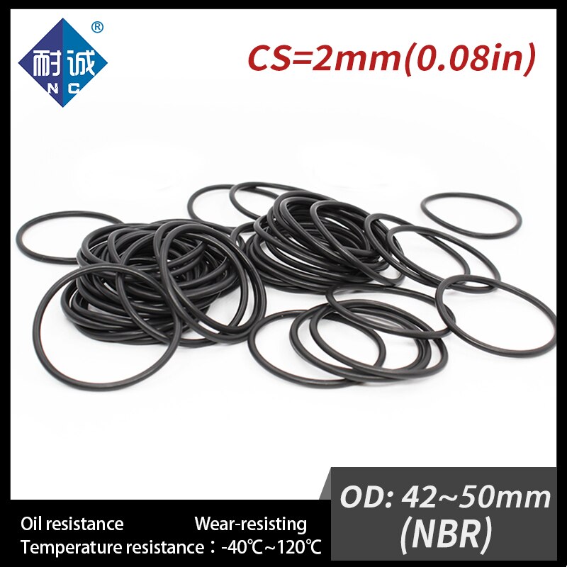 

10 шт./лот Нитриловая Резина, черная NBR толщина, CS2mm OD42/43/45/46/47/48/49/50*2 мм, уплотнительное кольцо, прокладка, маслостойкая, водонепроницаемая