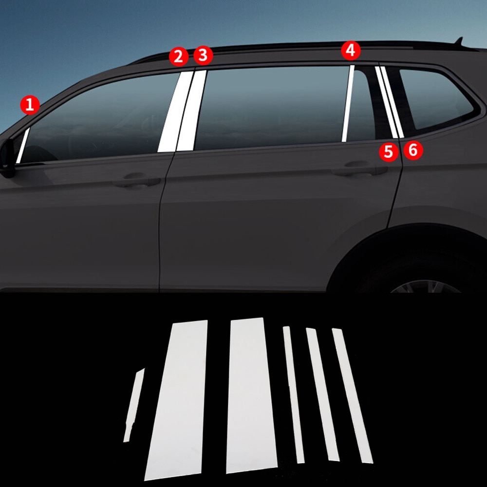 

Нержавеющая сталь для Volkswagen VW Tiguan MK2 2017-2020, хромированные стойки двери, окна, накладка, автомобильные аксессуары, 12 шт.