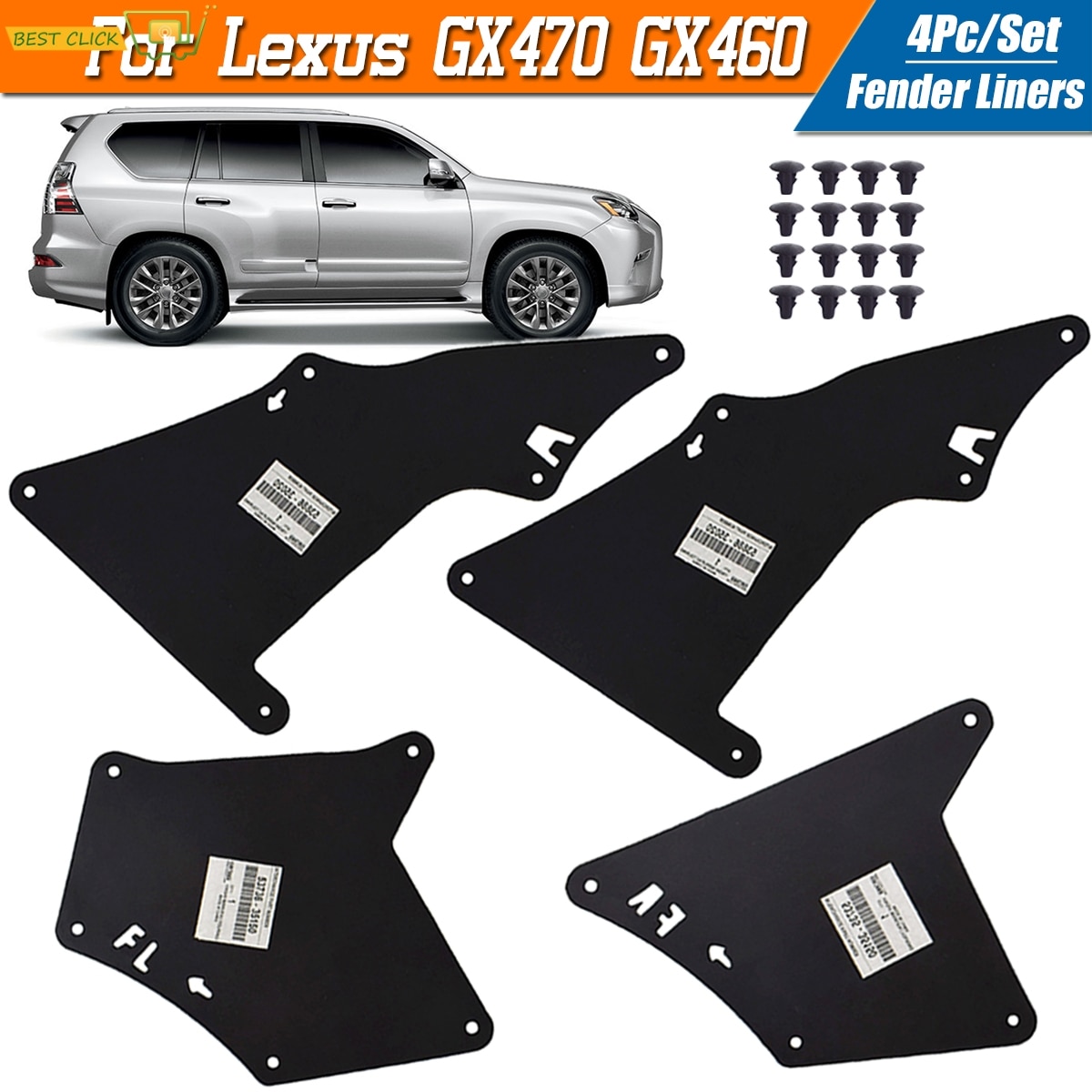 

Фартук, уплотнитель, брызговики для Lexus GX470 GX460 GX 470 460 2003-2020, защита, брызговики с зажимами, расклешенные крылья