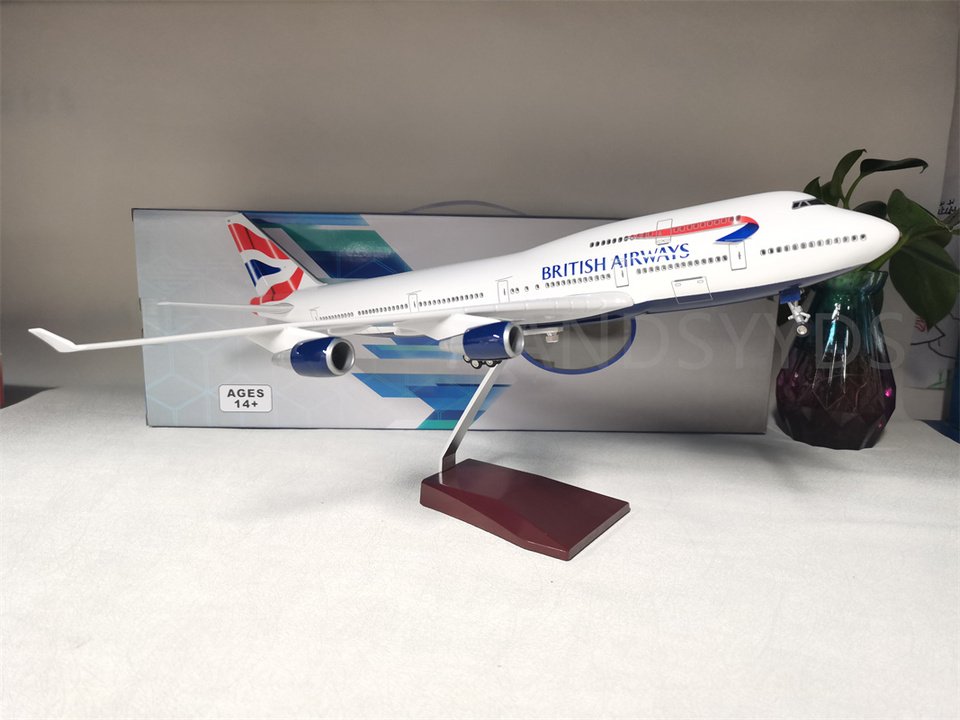 

747 Британская модель самолета Airways 47 см 1:150, масштабное колесо самолета, светодиодный светильник, литьевая машина, сборный самолет, подарок