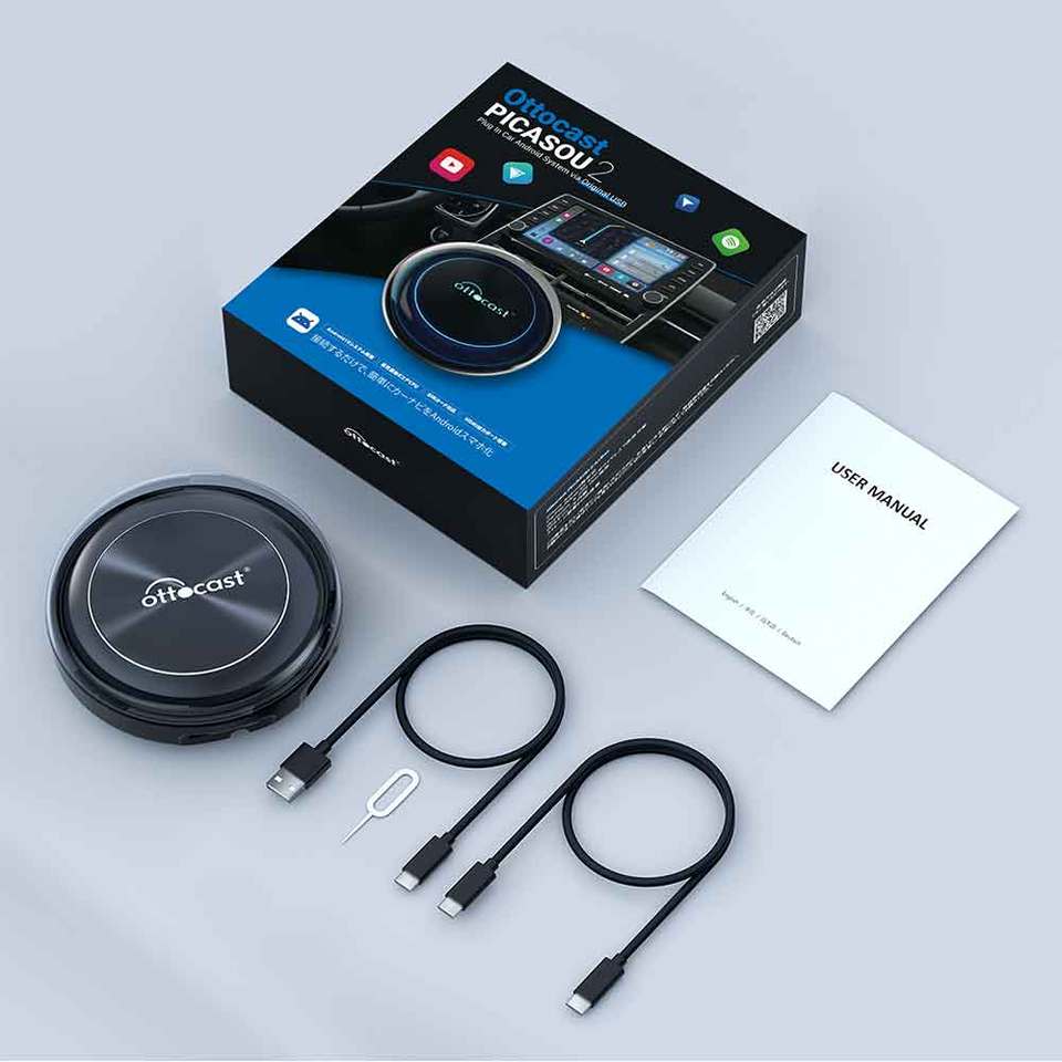 

OTTOCAST PICASOU 2 CarPlay AI Box Беспроводная Android Авто Автомобильные аксессуары Поддержка выхода HDMI Netflix Youtube Google