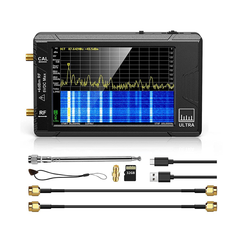 

Ультра 4-дюймовый анализатор спектра Handheld TINY SA Frequency Analyzer 100 кГц-5,3 ГГц с добавлением сетевого тестера на 32 ГБ карты