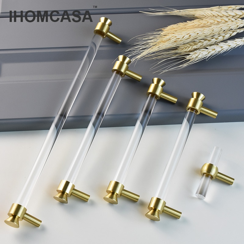

Мебельные ручки IHOMCASA хрустальные золотые