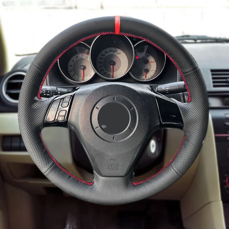 

Чехол на руль автомобиля, кожаная отделка для старой Mazda 3 Axela Mazda5 Mazda6 Atenza 2004-2008 MPV Pentium B70 с красной полосой