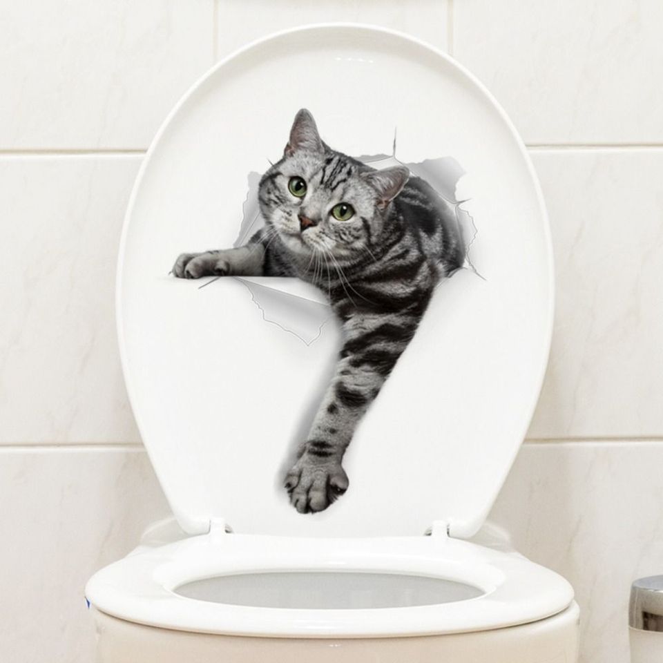 

3D наклейка на туалет с котом
