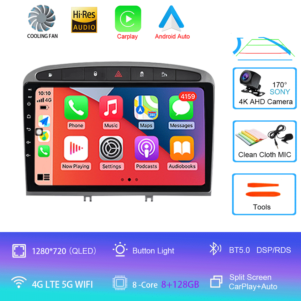 

Автомобильный радиоприемник Android 14 для Peugeot RCZ 308 SW 2007-2015 408 2012-2020 2DIN Мультимедийная навигация GPS Carplay Авто головное устройство WIFI