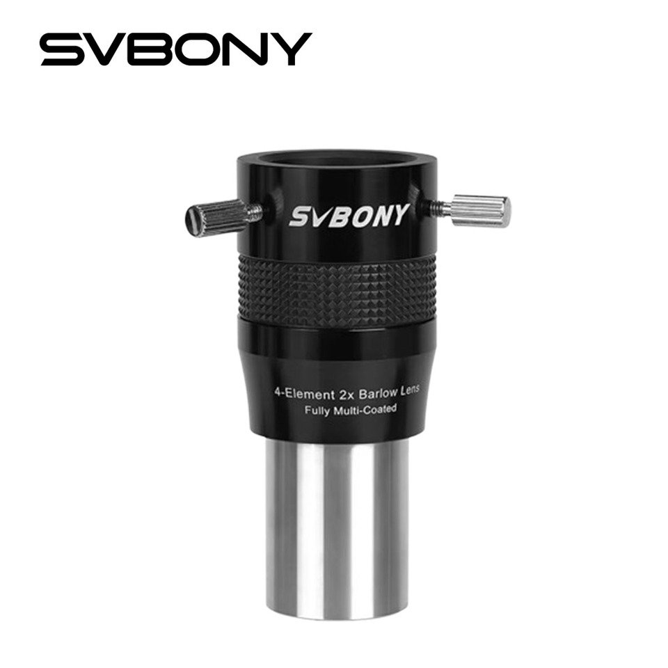 

SVBONY SV216 1,25 дюйма, 4-элементная линза Барлоу, постоянное увеличение, 2X, полностью многослойное покрытие для планетарной лунной солнечной фотографии FMC