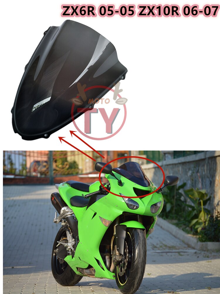 

Спойлер на лобовое стекло мотоцикла, пузырьковый ветровой экран для Kawasaki Ninja ZX6R 636 2005 2006 2007 ZX10R 2008 2006 05 06 07 ZX-6R