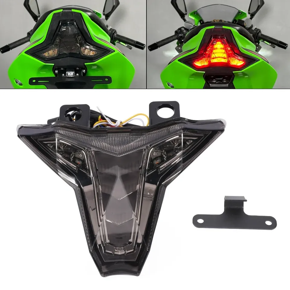 

2024 ZX6R светодиодный задний стоп-сигнал для Kawasaki Ninja ZX10R ZX4R ZX25R мотоцикла, встроенный указатель поворота, задний фонарь, стоп-сигнал