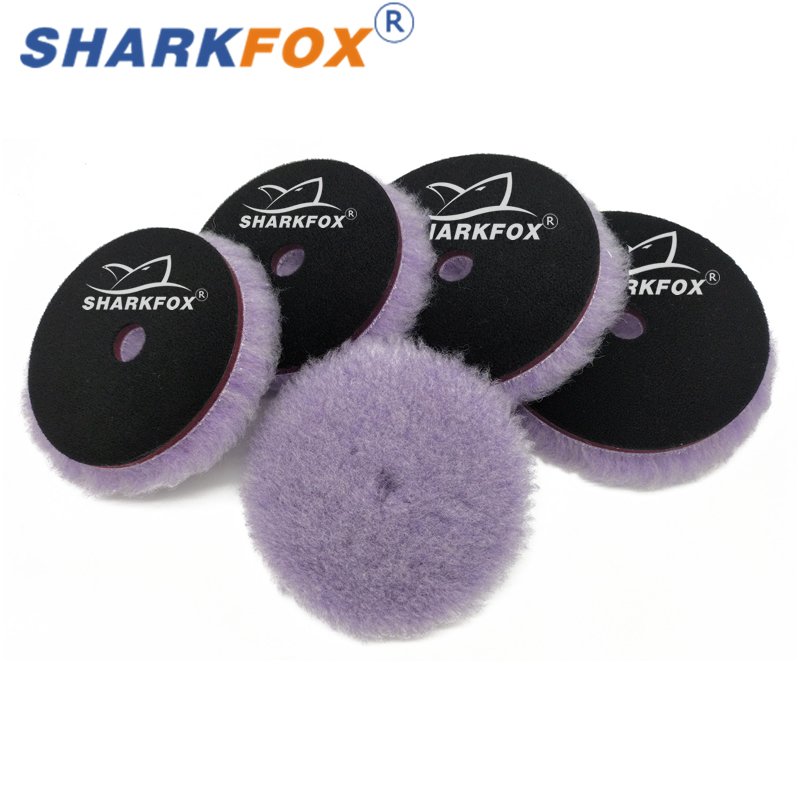 

Sharkfox 5/6 дюймов фиолетовая шерстяная полировальная подушечка для полировки автомобильной краски, полировальная шерстяная подушечка для вощения, буферный полировщик, использование
