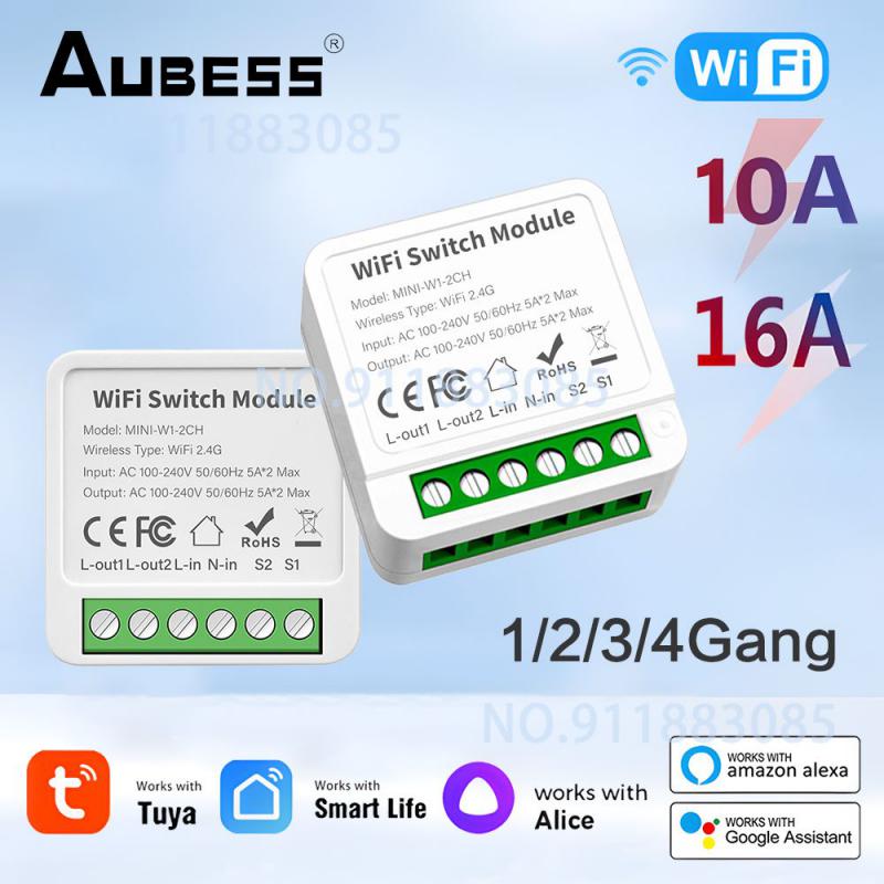 

Умный мини-переключатель Tuya с Wi-Fi, 16 А, 10 А