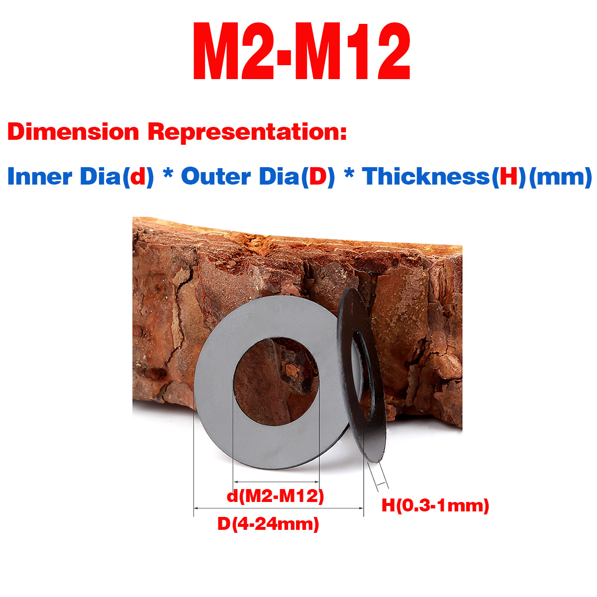 

Черные графитовые нейлоновые шайбы M2-M12