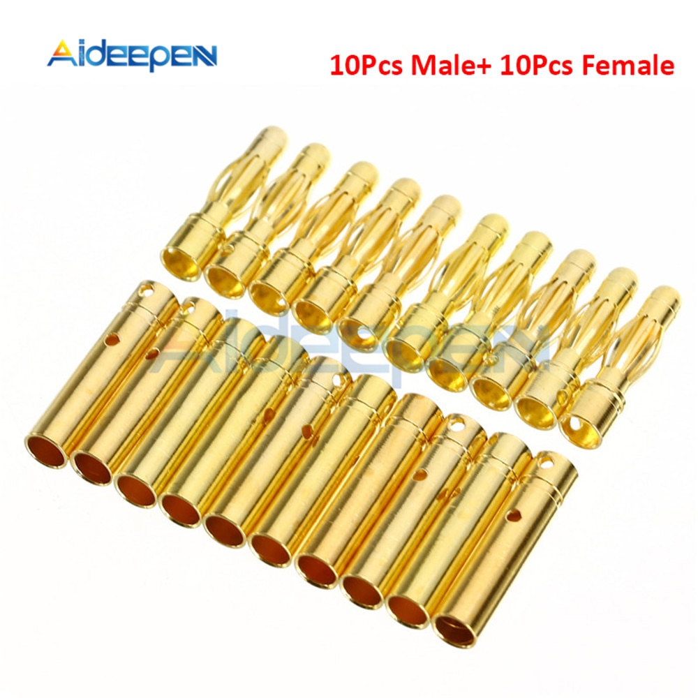 

Aideepen 20 шт. Золотые Банановые разъёмы 3,5 мм для RC
