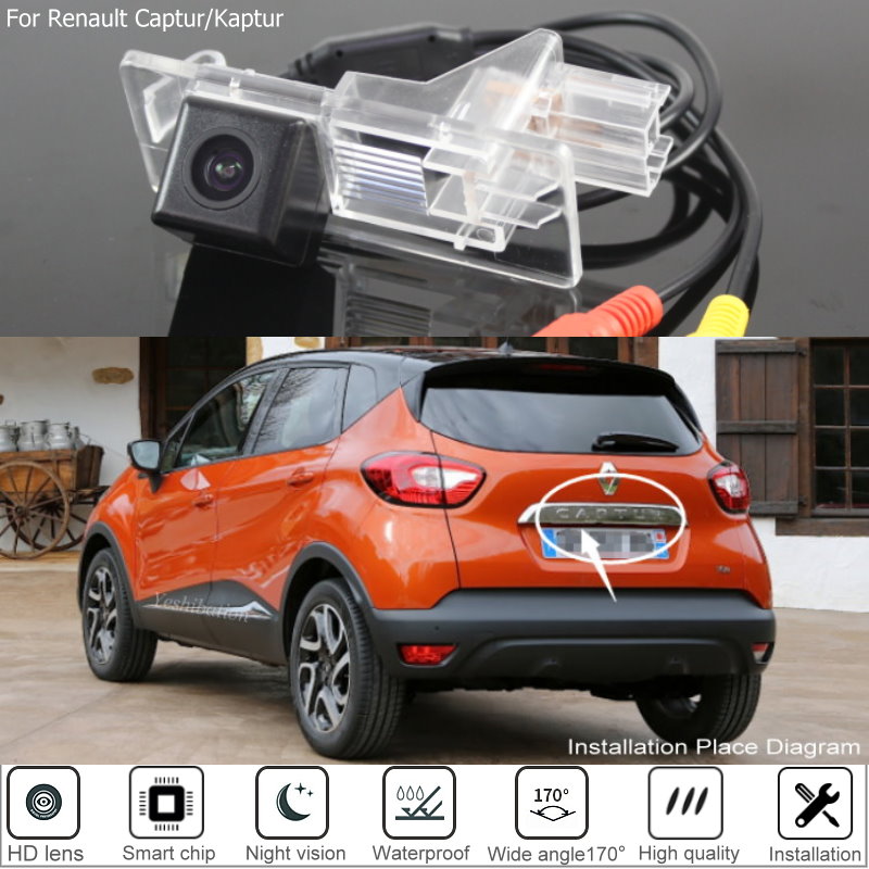 

Автомобильная камера заднего вида для Renault Captur 2013 ~ 2018 HD CCD ночного видения, автомобильная задняя камера заднего вида для Renault Kaptur 2016 ~ 2020