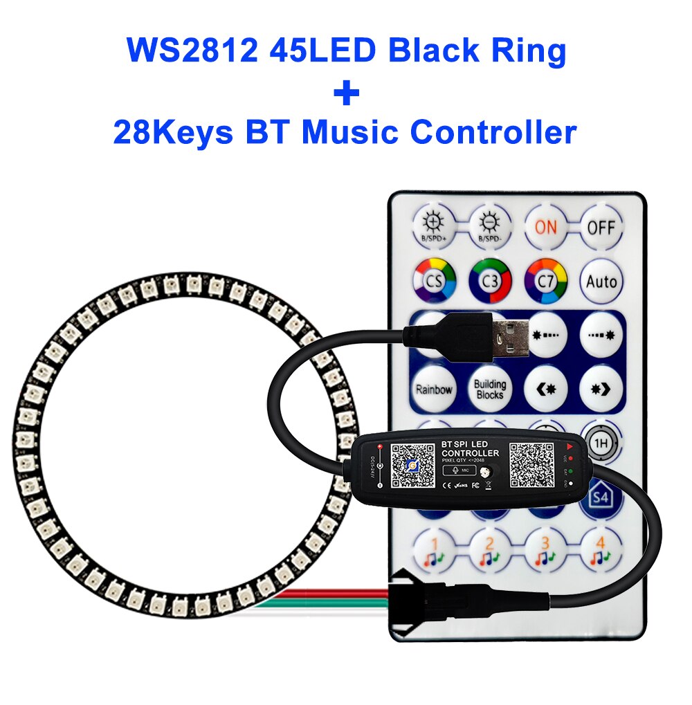

FUNZENXIN Светодиодное кольцо RGB 28 клавиш Bluetooth