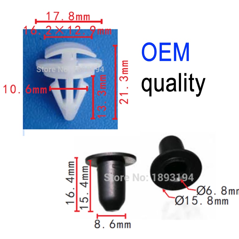 

OEM 10x + 10x / 100 + 100x монтажные зажимы с втулкой, отделочные зажимы для Audi, VW, SEAT, SKODA 3c0853586 3c0853585