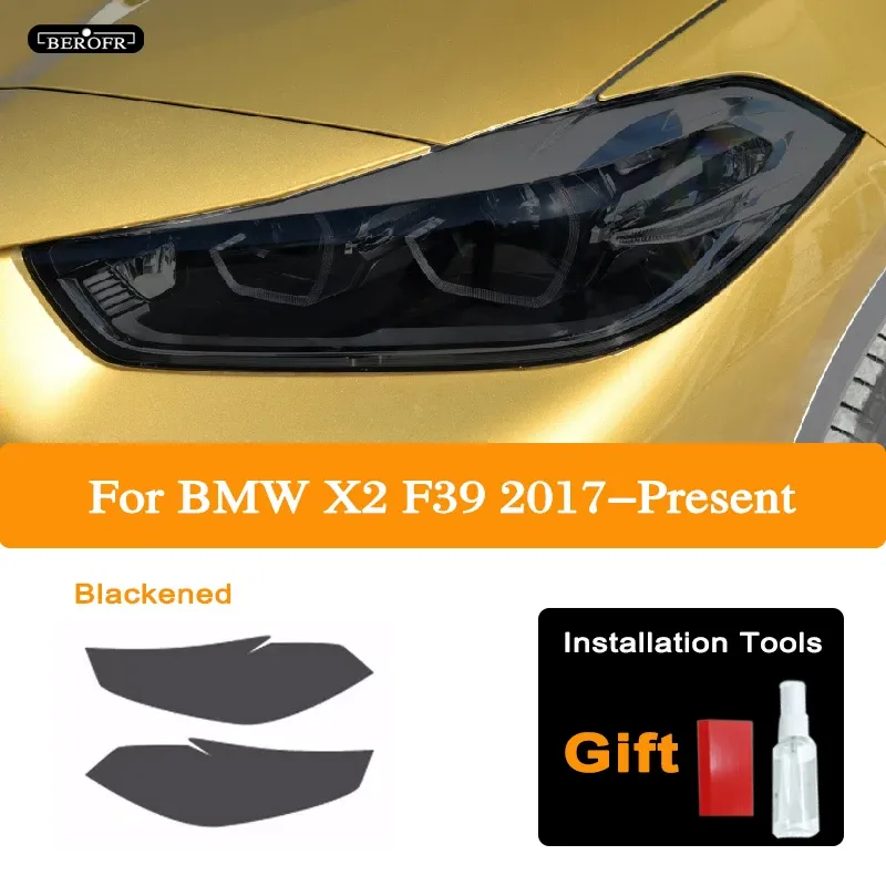 

Защитная пленка для автомобильных фар BMW X2 F39 2017, оттенок дыма, черная, виниловая Защитная прозрачная наклейка из ТПУ, аксессуары