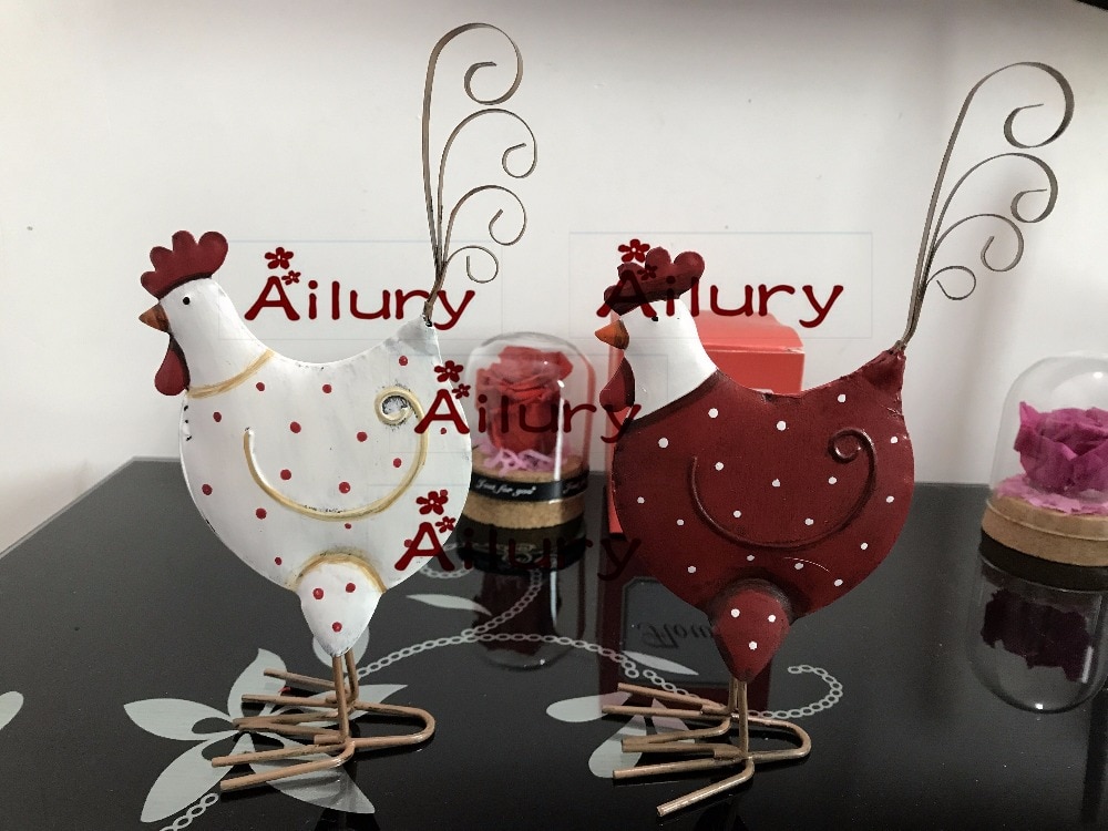 

Металлические цыплята Ailury, белые и красные, 2 штуки