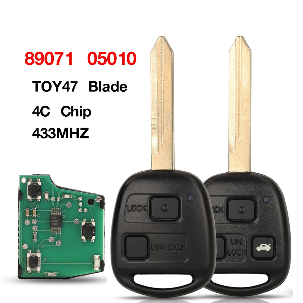 

Автомобильный Дистанционный Ключ Jingyuqin 4C Chip, 433 МГц Для Toyota Yaris Avensis С Необрезанным Лезвием, 2/3 Кнопки