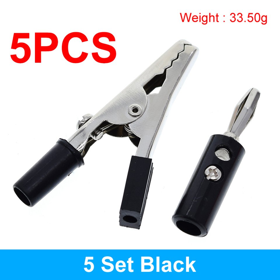 

1 комплект изолированных зажимов типа «крокодил» с пластиковой ручкой, кабельный провод, металлические зажимы типа «крокодил», зажимы, длина 52 мм + вилка типа «банан» TZT 4 мм