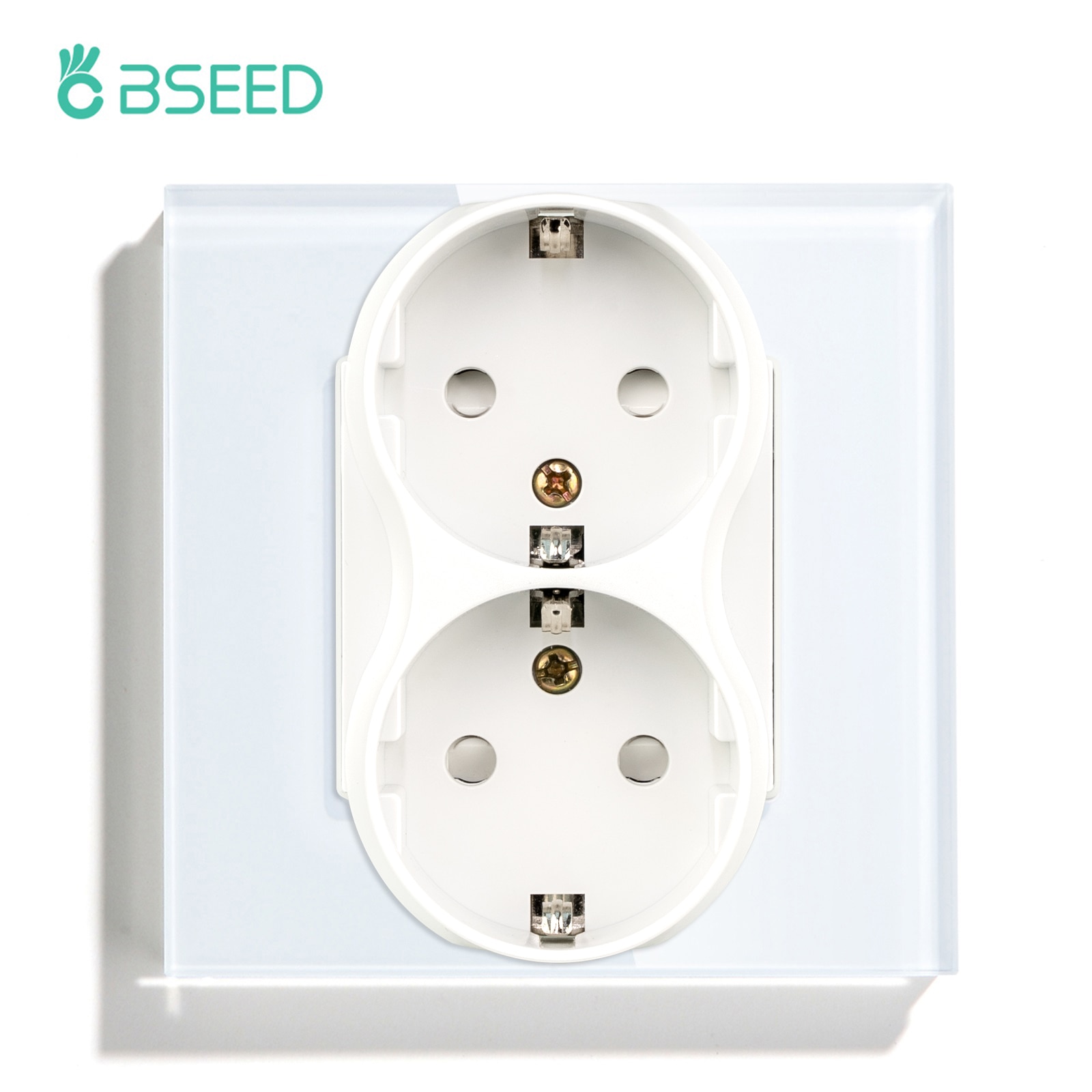 

BSEED Двойные розетки стеклянная панель белые черные