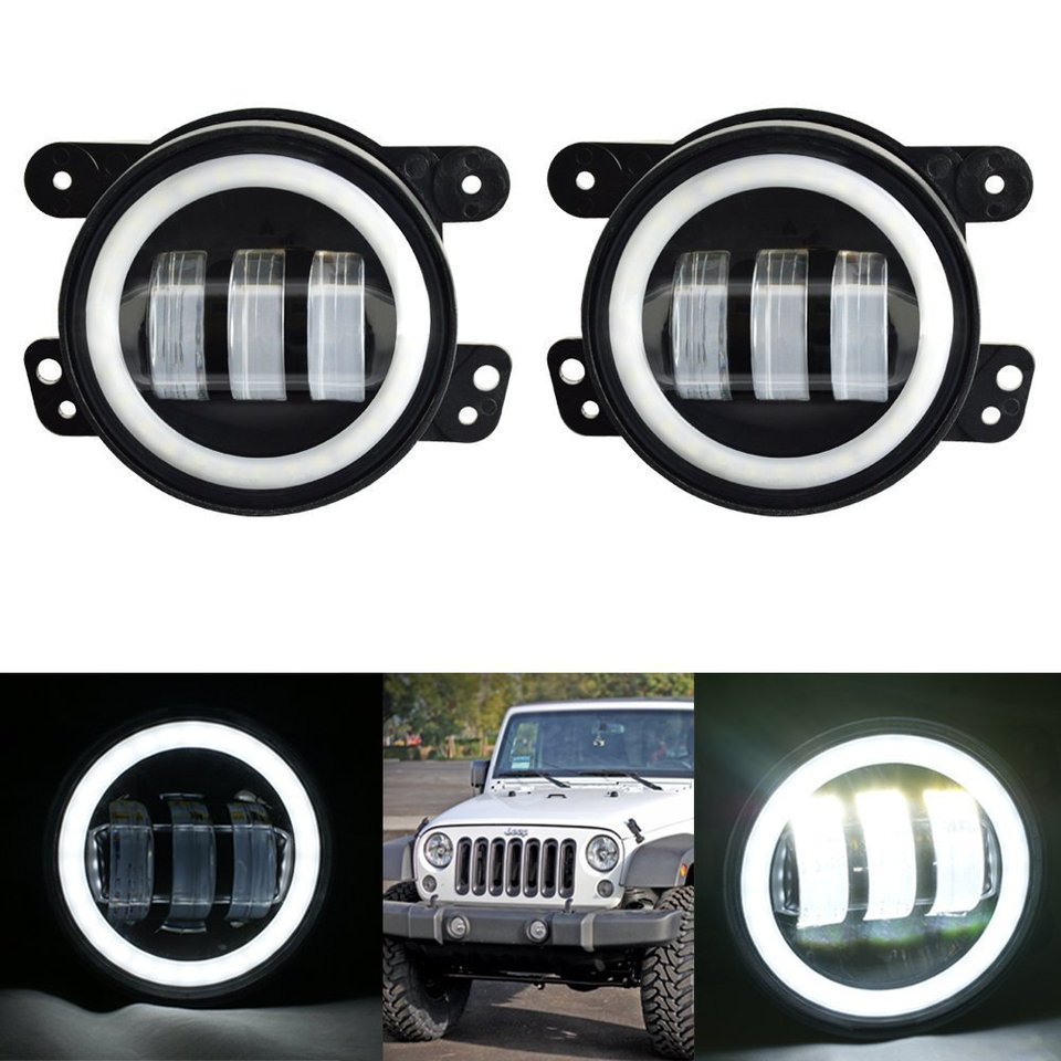 

4-дюймовые Светодиодные Противотуманные Фары Halo DRL Передние Фары Для Jeep Grand Cherokee 2011-2013 Jeep Wrangler JK TJ Dod...