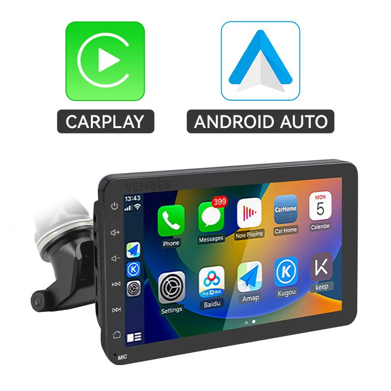 

AHOUDY Carplay Android Auto 7-дюймовый автомобильный радиоприемник мультимедийный видеоплеер сенсорный экран универсальный