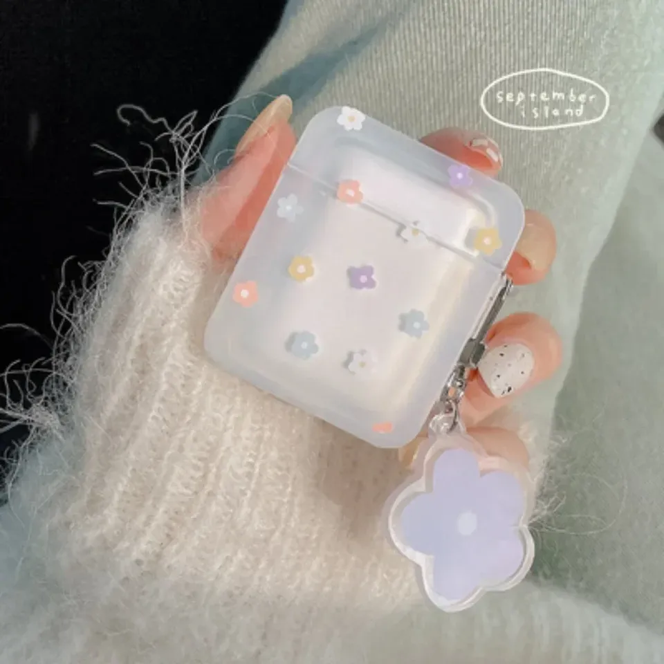 

Милый чехол для наушников со свежим цветком для AirPods 1 2 Pro, прозрачный чехол из ТПУ Air pods 3, зарядное устройство для наушников Bluetooth с брелоком