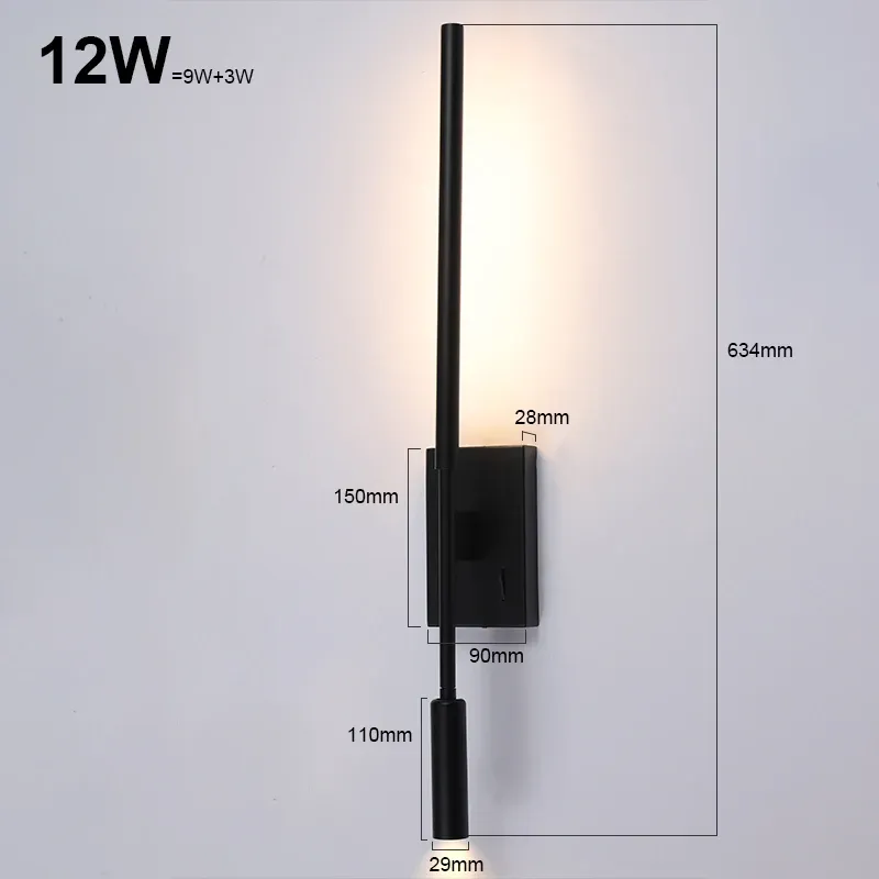 

LED настенный светильник ZEROUNO белый/черный 3Вт/12Вт