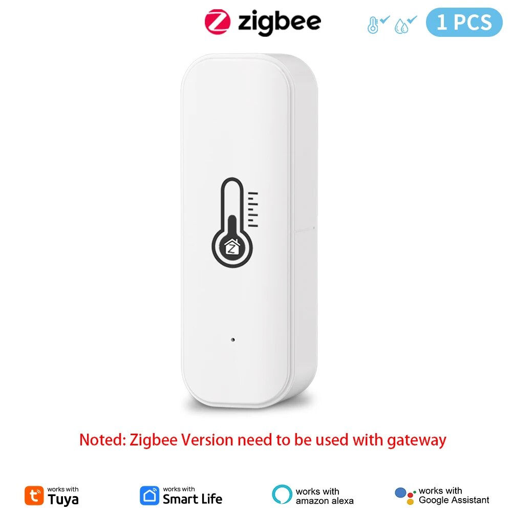 

Датчик температуры и влажности Tuya Zigbee или Wi-Fi, совместимый с термометром для дома, поддержка черного или белого цвета