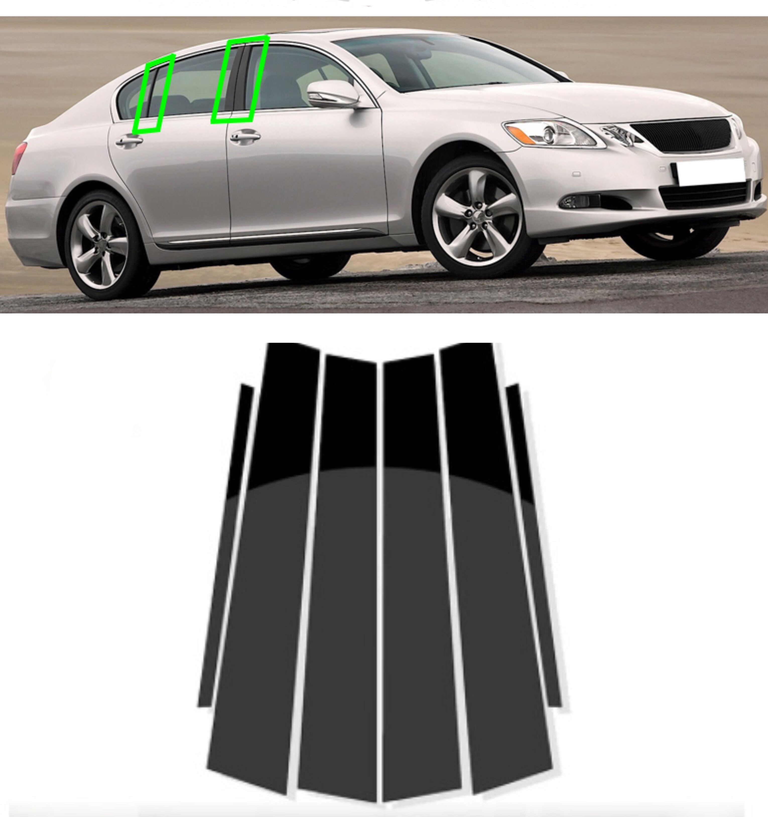 

6 шт., наклейки на дверные стойки, оконные стойки, наклейки для Lexus GS 2006 2007 2008 2009 2010 2011, аксессуары, автозапчасти