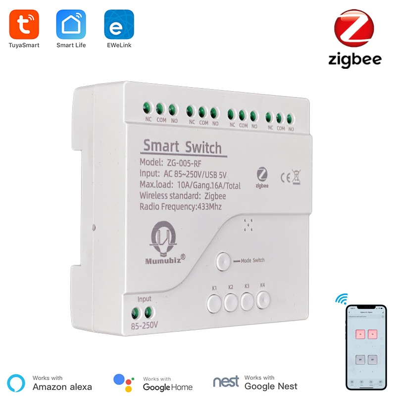 

Mumubiz Tuya Smart Zigbee 220В 4-канальный выключатель