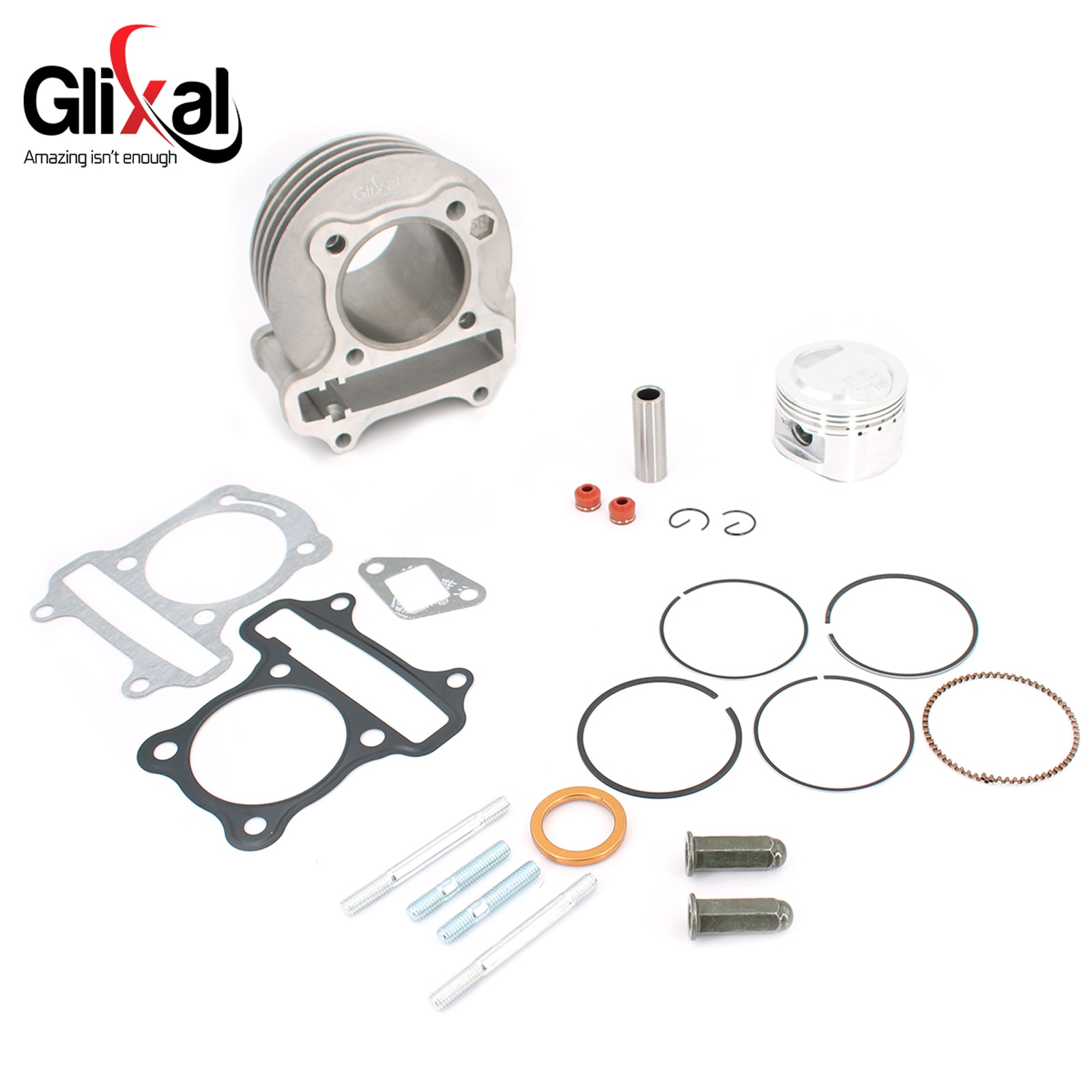 

Glixal GY6 105cc китайский скутер двигатель 52 мм Большой Диаметр цилиндра комплект с поршнем для 4T 139QMB 139QMA JONWAY ZNEN Roketa мопед