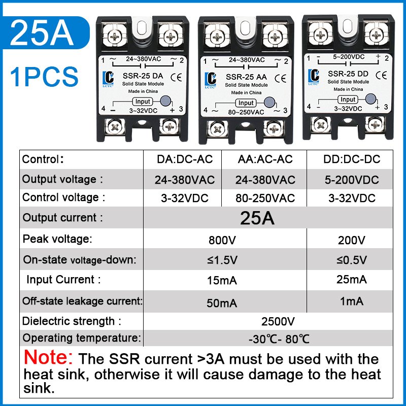 

LCTC 1 шт. твердотельное реле SSR 10A 25A 40A 50A 60A 80A 100A постоянного тока в переменный ток в переменный ток в постоянный ток однофазное управление бесконтактное реле