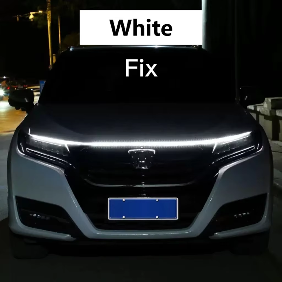 

Светодиодные дневные ходовые огни Сканирование запуска капота автомобиля Декоративные фонари DRL Автоматическая направляющая капота двигателя Декоративная лампа окружающего освещения 12 В Белый