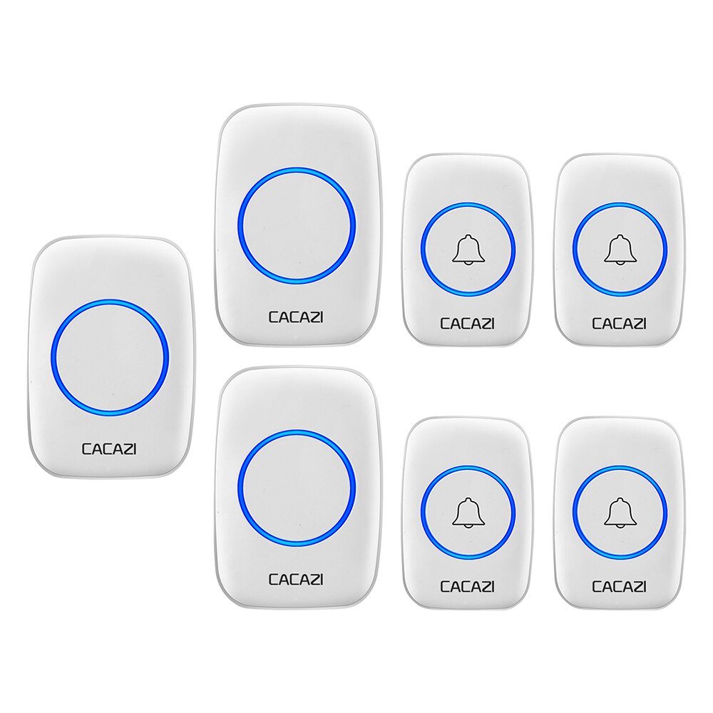 

Беспроводной дверной звонок CACAZI A10, водонепроницаемый, 300 м, 4 кнопки, 1, 2, 3 приемника