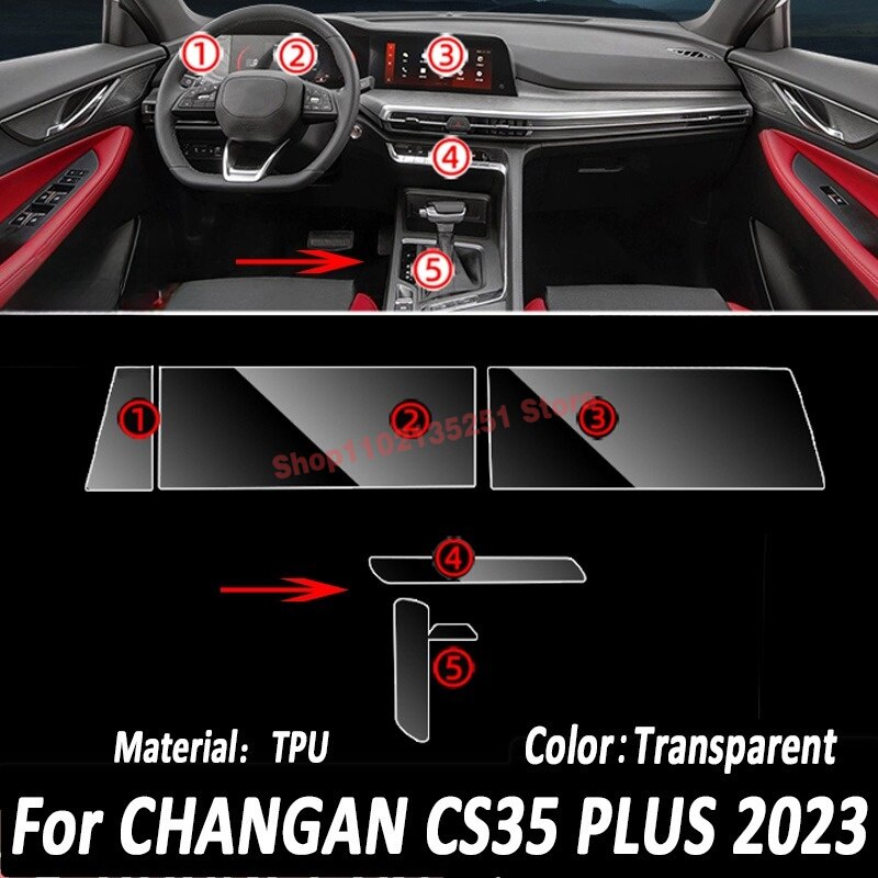 

Для CHANGAN CS35 PLUS 2023 панель коробки передач навигация автомобильный внутренний экран защитная пленка ТПУ против царапин наклейка защита