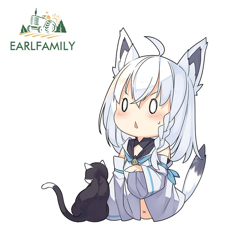 

EARLFAMILY 13 см x 11,1 см для Hololive Shirakami Fubuki виниловые автомобильные наклейки водостойкая окклюзия царапина наклейка Windows Graphics