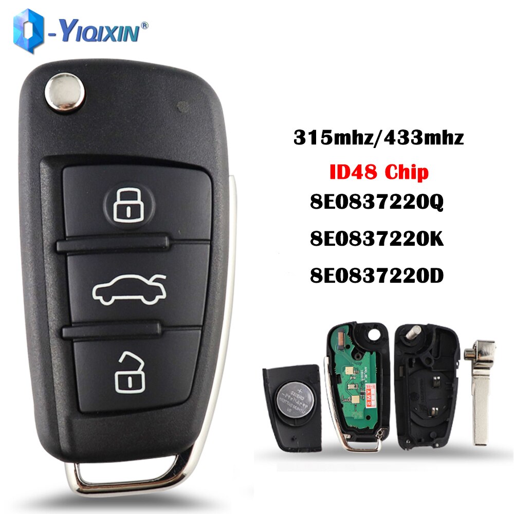 

Чип YIQIXIN ID48 Smart Remote 315 МГц для Audi B7 A4 S4 Quattro кабриолета Avant 433-2005 8E0837220Q 8E0837220K 8E0837220D